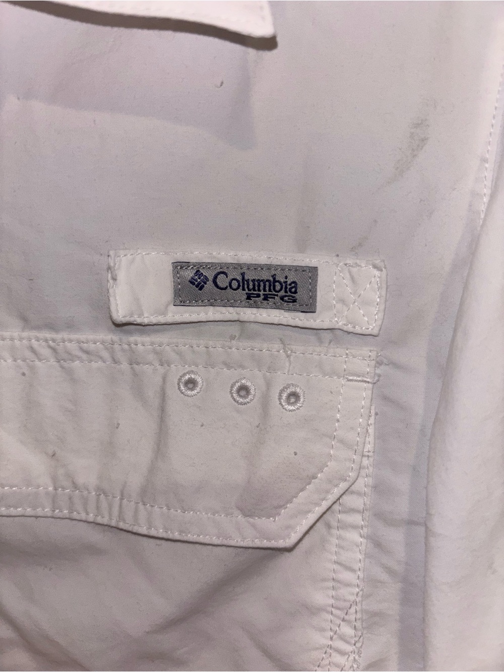 Columbia White Shirt Chest Pocket fitted lightweight M